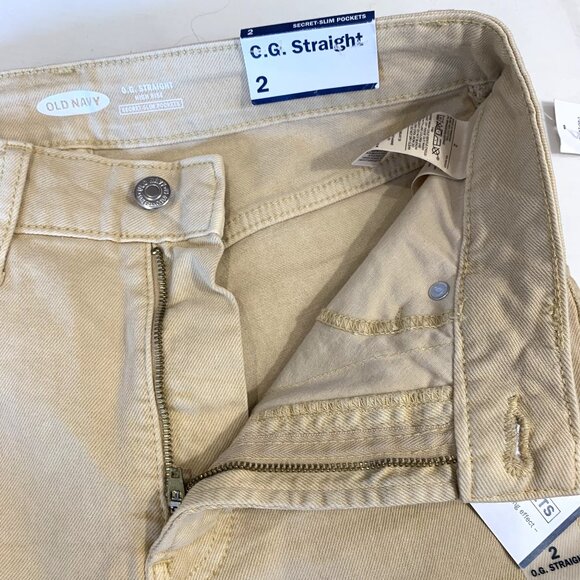 NWT Old Navy Beige Pants. Straight Leg High Rise Women Size 2 Pockets - Picture 11 of 12